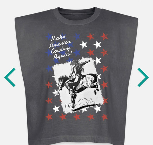 "make America cowboy again" muscle tank